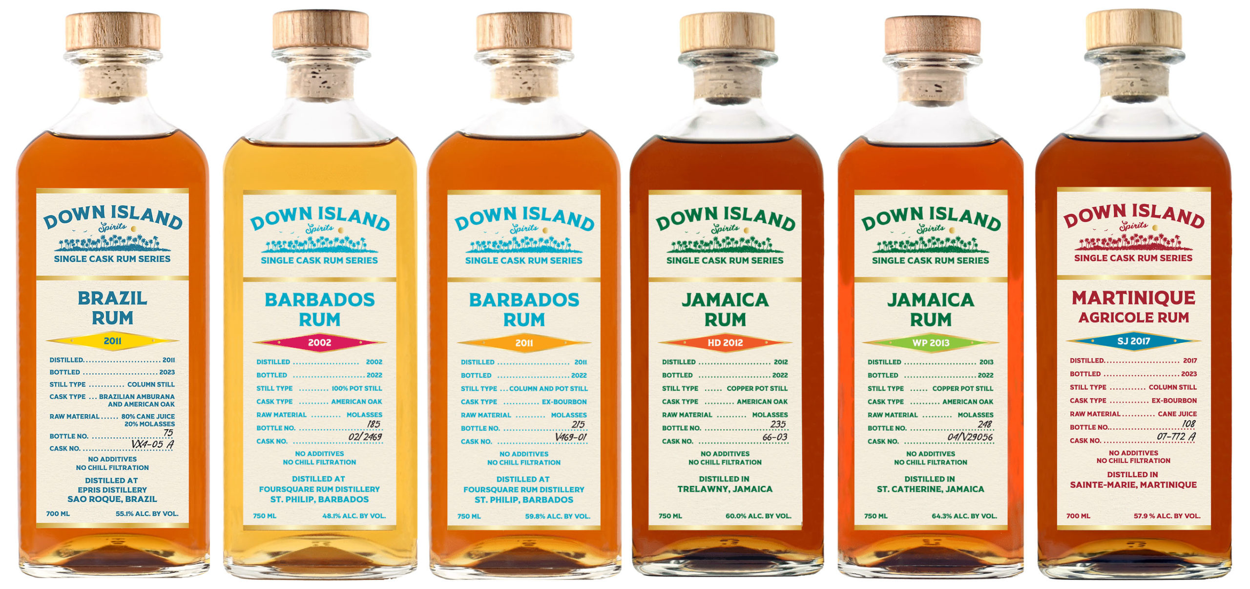 4 Bottles Down Island Spirits Rums