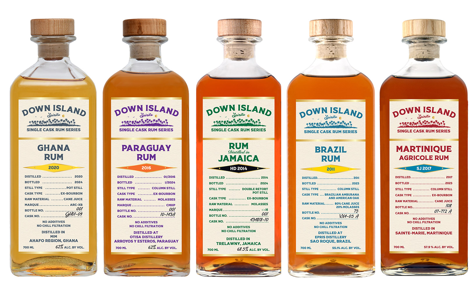 5-set Down Island Spirits Rum