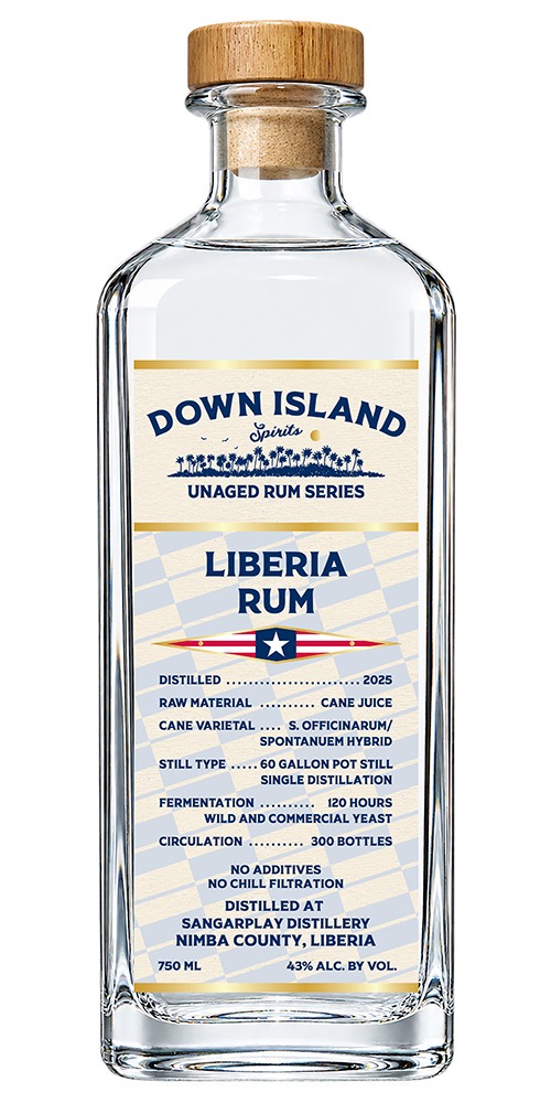 Barbados 2002b Front Side Down Island Spirits Liberia Rum - 2025 Bottle FRONT